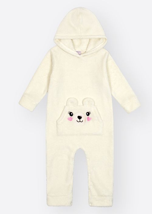 Macacão Pelo Bebê Menina Rostinho Ursa Bordado Mundo Cinti