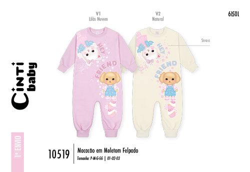 Macacão Felpado Bebê Menina Hey Friend Mundo Cinti