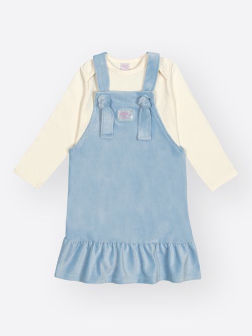 Conjunto Cotelê Bebê Menina Azul Mundo Cinti