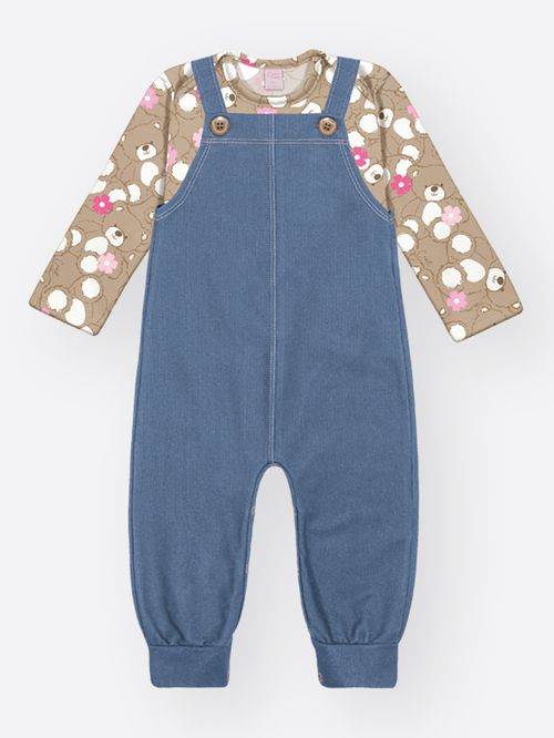 Conjunto em Molecotton Bebê Menina Ursinhas Mundo Cinti