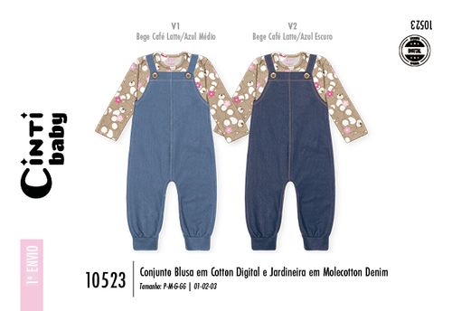 Conjunto em Molecotton Bebê Menina Ursinhas Mundo Cinti
