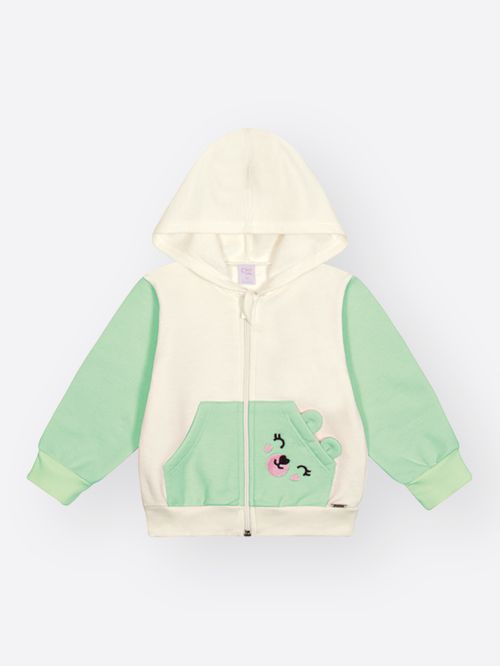 Conjunto Felpado Bebê Menina Rosto Onça Bordado Mundo Cinti