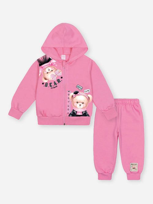 Conjunto Moletom Bebê Menina Ursa Cute Mundo Cinti