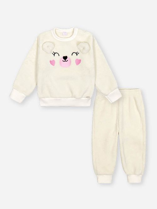 Conjunto Pelo Bebê Menina Rostinho Ursa Bordado Mundo Cinti