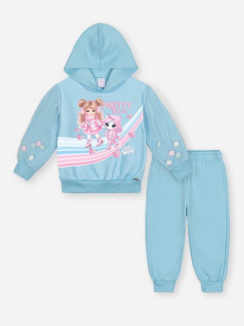 Conjunto Felpado Bebê Menina com Pompons Pretty Mundo Cinti