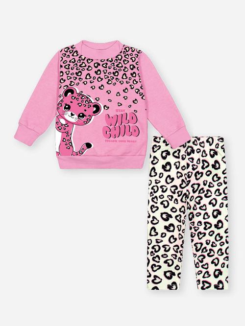 Conjunto Felpado Bebê Menina Onça Wild Child Mundo Cinti