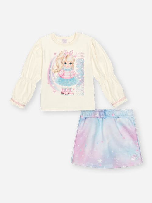 Conjunto Felpado Bebê Menina Rainbow Mundo Cinti