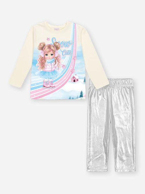 Conjunto Bebê Menina Holográfico Snow Cute Mundo Cinti