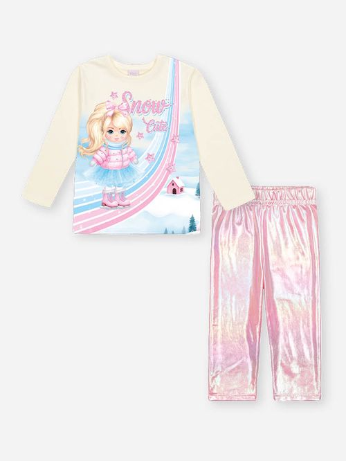 Conjunto Bebê Menina Holográfico Snow Cute Mundo Cinti