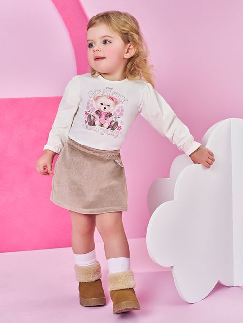 Conjunto Veludo Bebê Menina Ursa Beauty Mundo Cinti