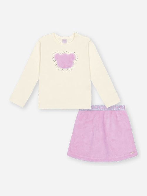 Conjunto Pelo Bebê Menina Bordado Ursinha Mundo Cinti