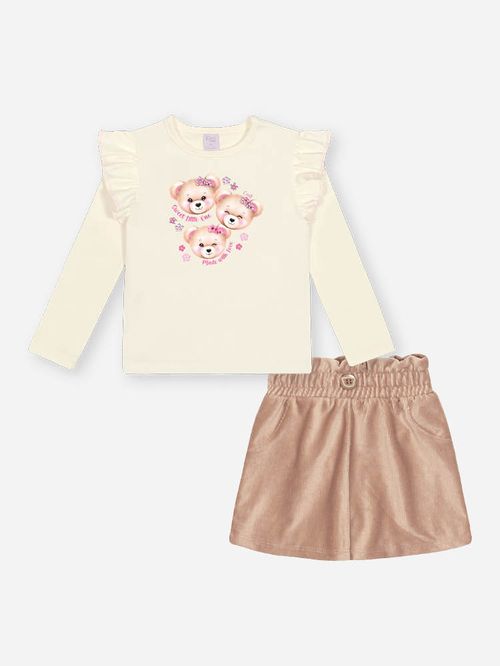 Conjunto em Cotelê Bebê Menina Ursas Sweet Mundo Cinti