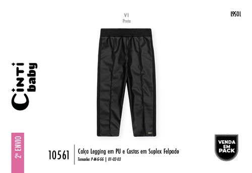 Legging Felpada em PU Bebê Menina Mundo Cinti