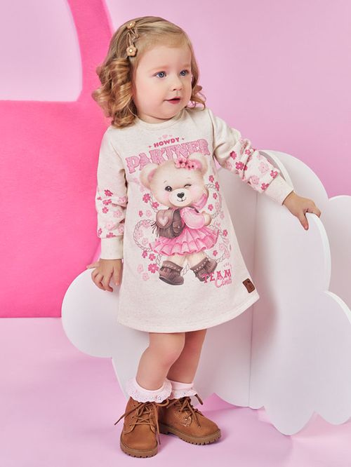 Vestido de Inverno Bebê Menina Ursa Howdy Mundo Cinti