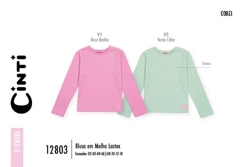 Blusa em Lastex Infantil Menina com Strass Mundo Cinti