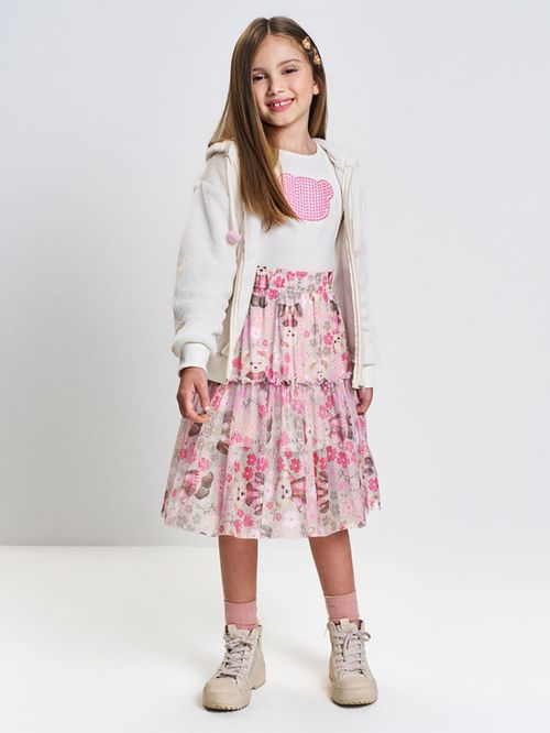 Blusa Cotton Menina Ursinho Bordado Mundo Cinti