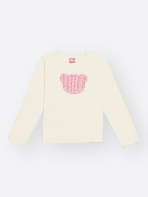 Blusa Cotton Menina Ursinho Bordado Mundo Cinti