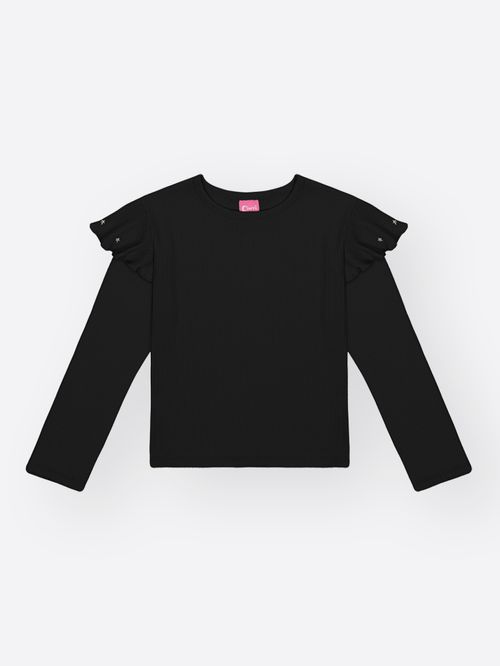 Blusa Menina em Canelado Glow Babados Mundo Cinti