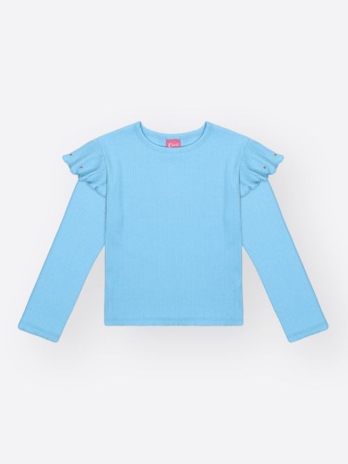 Blusa Menina em Canelado Glow Babados Mundo Cinti