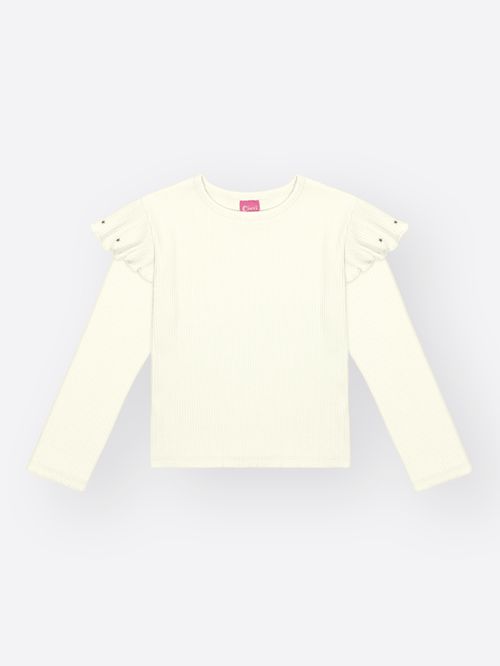 Blusa Menina em Canelado Glow Babados Mundo Cinti