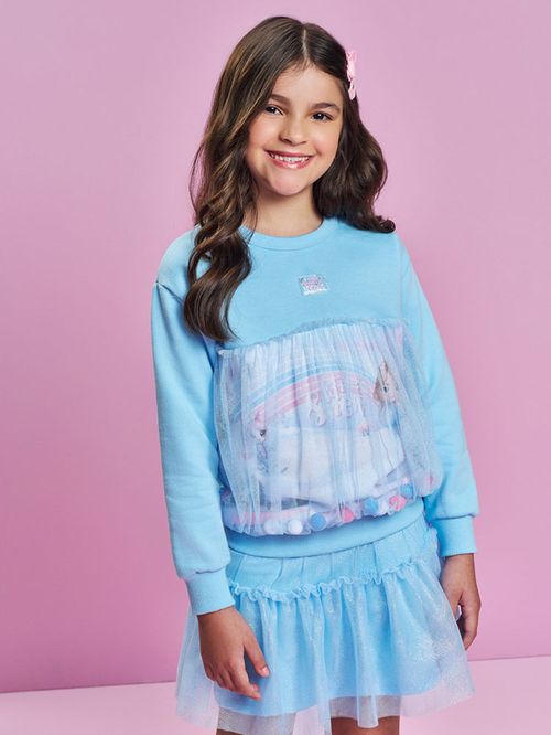 Blusão Menina com Tule Princesa Cinti Mundo Cinti