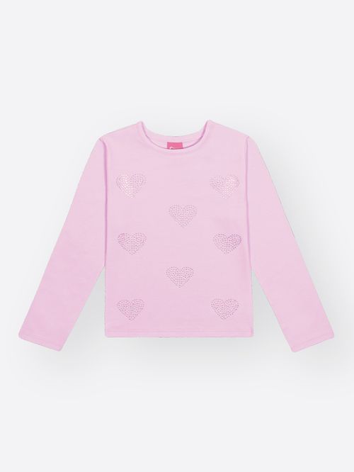 Blusa Menina Strass de Coração Mundo Cinti