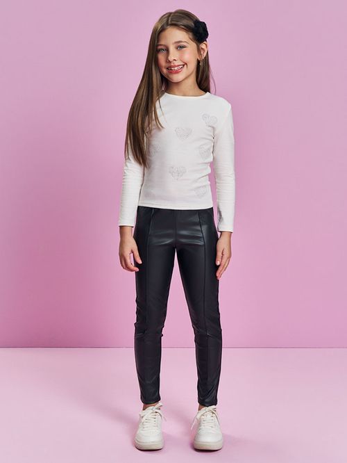 Blusa Menina Strass de Coração Mundo Cinti