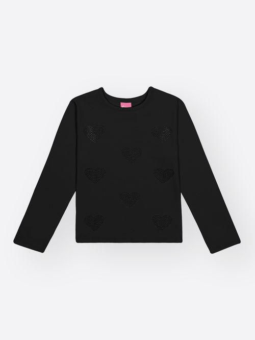 Blusa Menina Strass de Coração Mundo Cinti