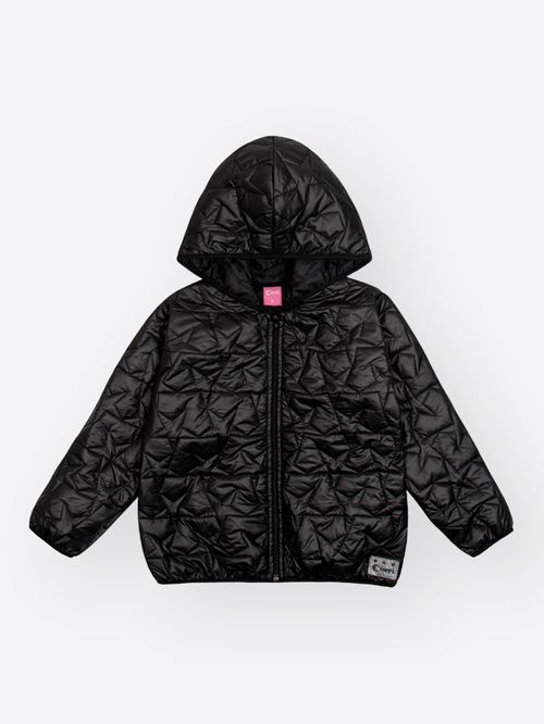 Jaqueta Menina em Matelasse Estrelas Preto Mundo Cinti