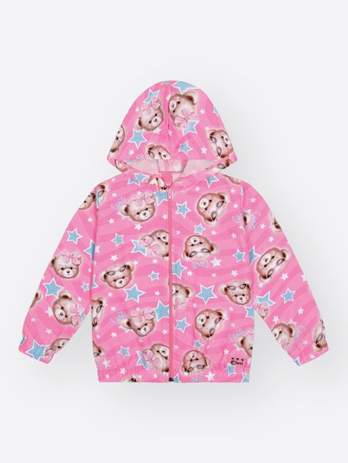 Jaqueta Corta-Vento Menina Estrela Ursa Rosa Mundo Cinti