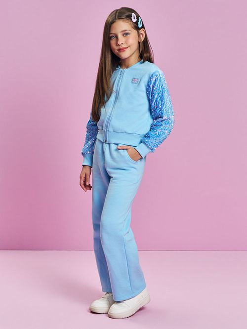 Jaqueta Paetê Infantil Menina Azul Mundo Cinti