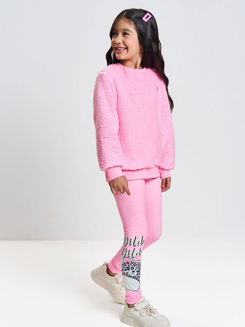 Legging Infantil Menina WILD Oncinha Rosa Mundo Cinti