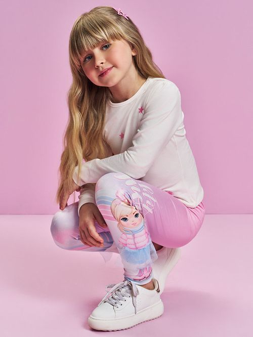 Legging Menina com Aplique Tule Mundo Cinti