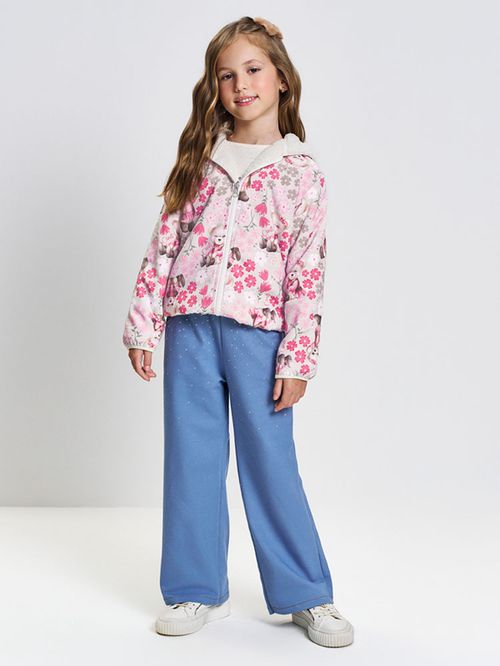 Calça Wide Leg Infantil Menina Denim Jeans Médio Mundo Cinti