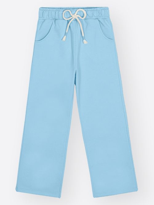 Calça Wide Leg Menina em Moletom Felpado Rosa Mundo Cinti