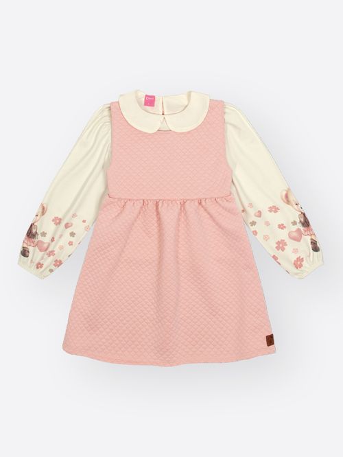 Conjunto Infantil Menina em Matelasse Ursa Rose Mundo Cinti