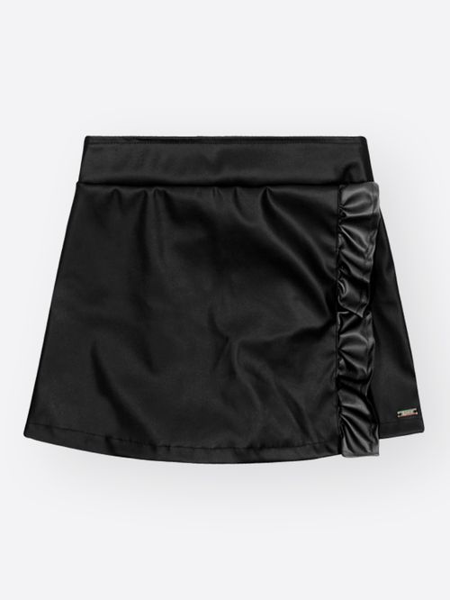 Saia-Short em P.U Infantil Menina Preto Mundo Cinti