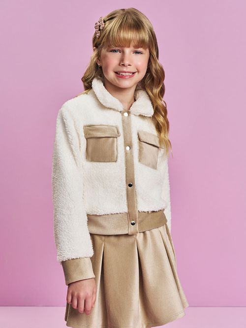 Conjunto Menina em Cotelê Carneirinho Bege Mundo Cinti