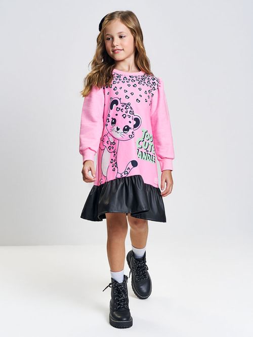 Vestido Menina Oncinha TOO CUTE Rosa Mundo Cinti