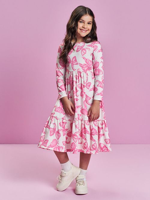 Vestido Midi Infantil Menina Lacinhos Mundo Cinti