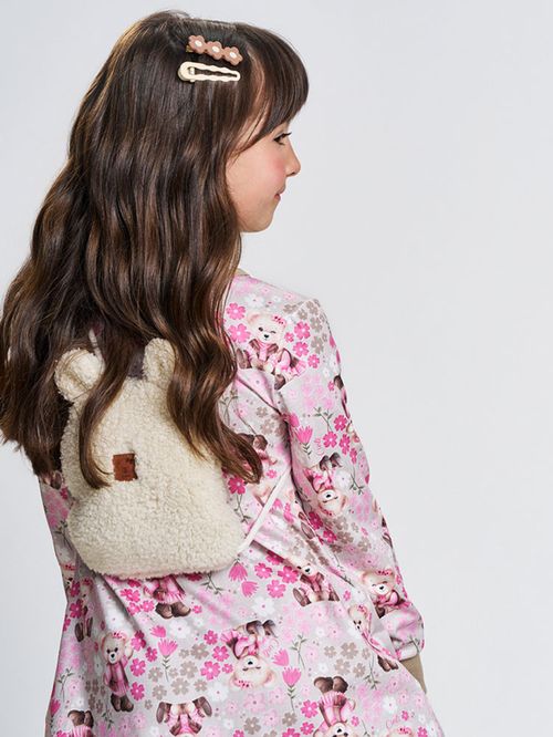 Vestido Menina com Mochila Ursa HOWDY Mundo Cinti RS JELLY/BG AREIA