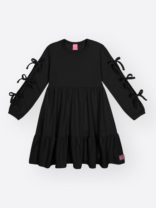 Vestido Infantil Menina Aplique de Laços Mundo Cinti