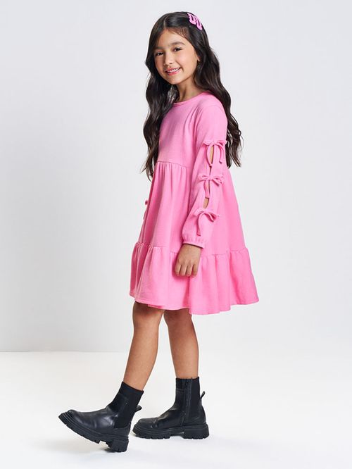 Vestido Infantil Menina Aplique de Laços Mundo Cinti