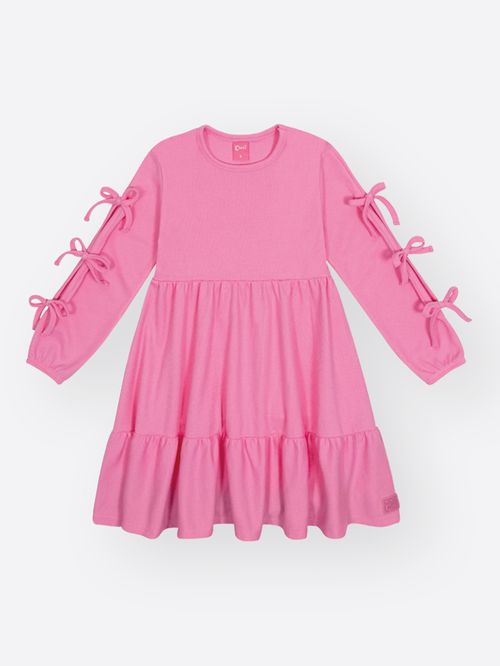 Vestido Infantil Menina Aplique de Laços Mundo Cinti