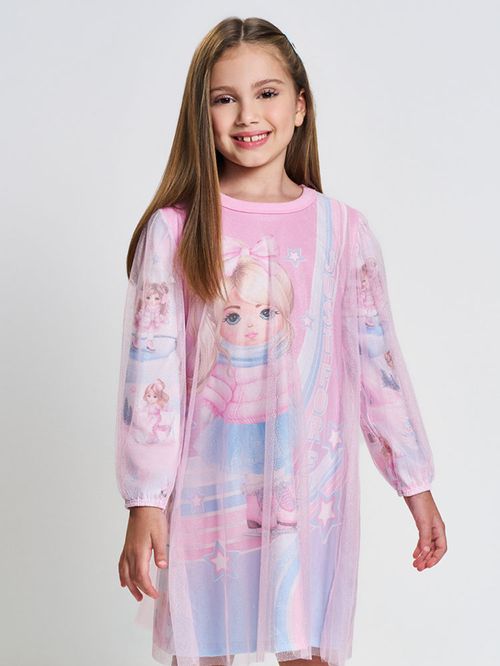 Vestido Menina com Tule Princesa Cinti Mundo Cinti