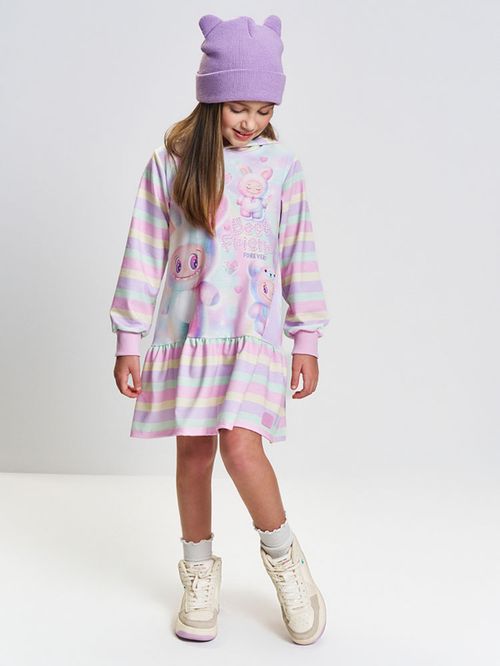 Vestido Menina Monstrinhos Listrado Mundo Cinti