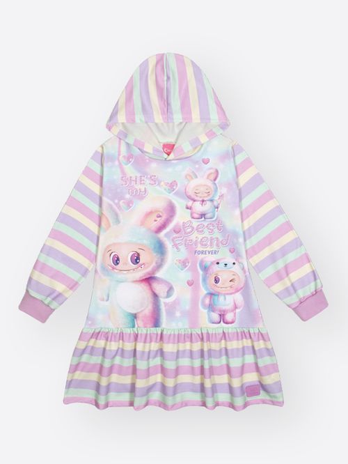 Vestido Menina Monstrinhos Listrado Mundo Cinti