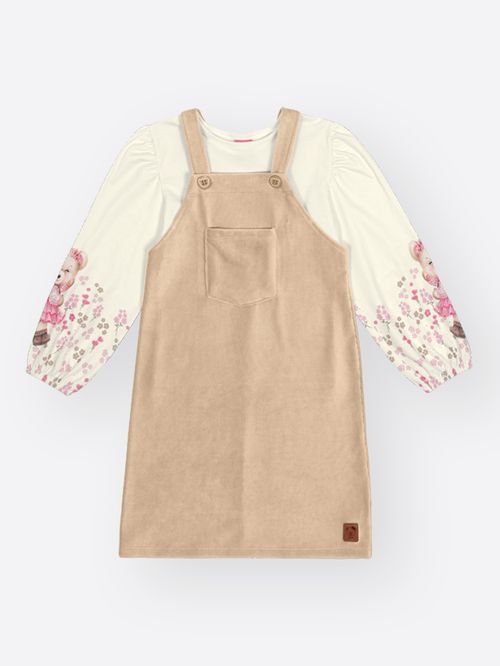 Conjunto Menina em Veludo Cotelê Ursa Mundo Cinti