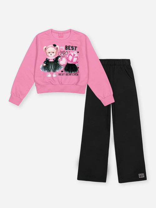 Conjunto Menina com Aplique Tule Ursa Mundo Cinti