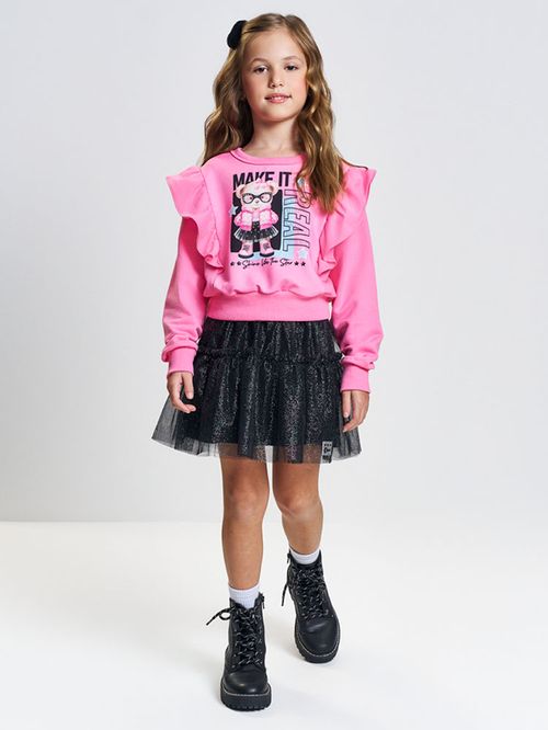 Conjunto Infantil Menina com Tule Ursa REAL Mundo Cinti